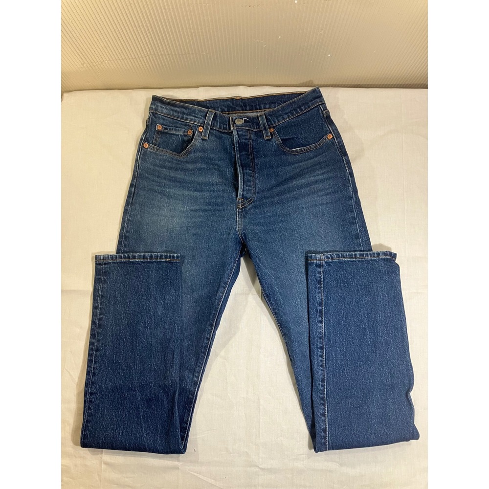 Levis 501 Original Straight Leg Jeans Dark Wash W28 L32 Button Fly 12501-0347